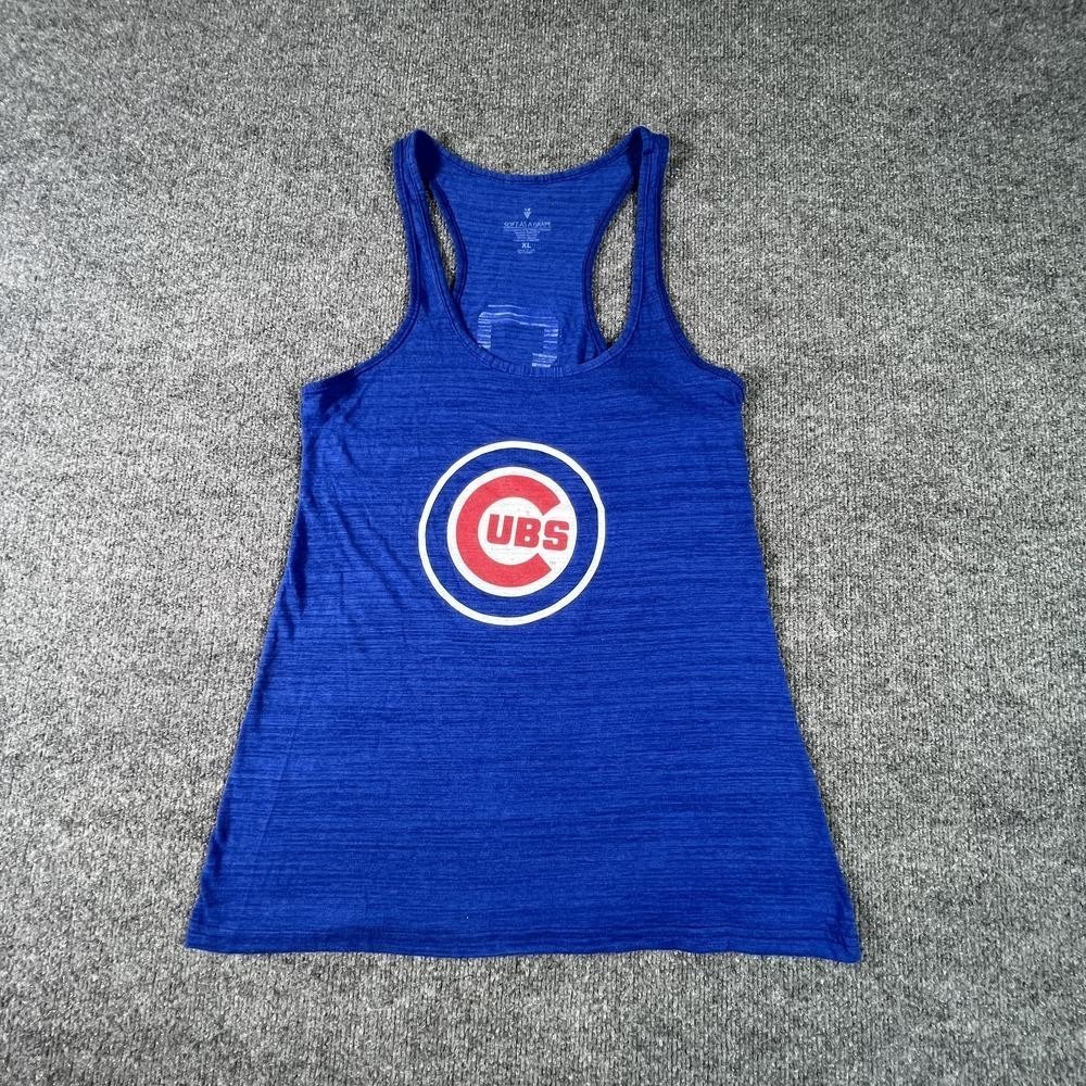 Vintage Soft as a Grape Chicago Cubs Baseball Tank Top Women's XL Blue Racerback